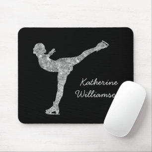 Custom Figure Skating Ice Skating Silver Shimmer Mouse Mat