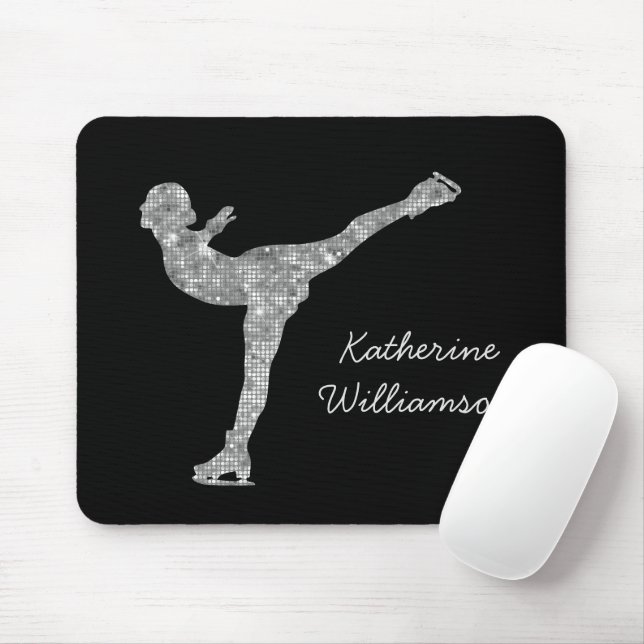 Custom Figure Skating Ice Skating Silver Shimmer Mouse Mat (With Mouse)