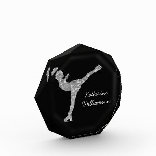 Custom Figure Skating Ice Skating Silver Shimmer Photo Block