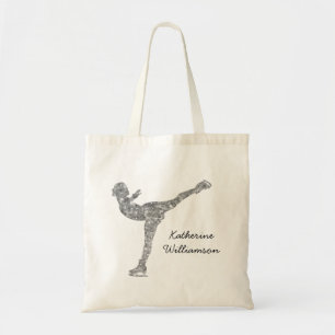 Custom Figure Skating Ice Skating Silver Shimmer Tote Bag