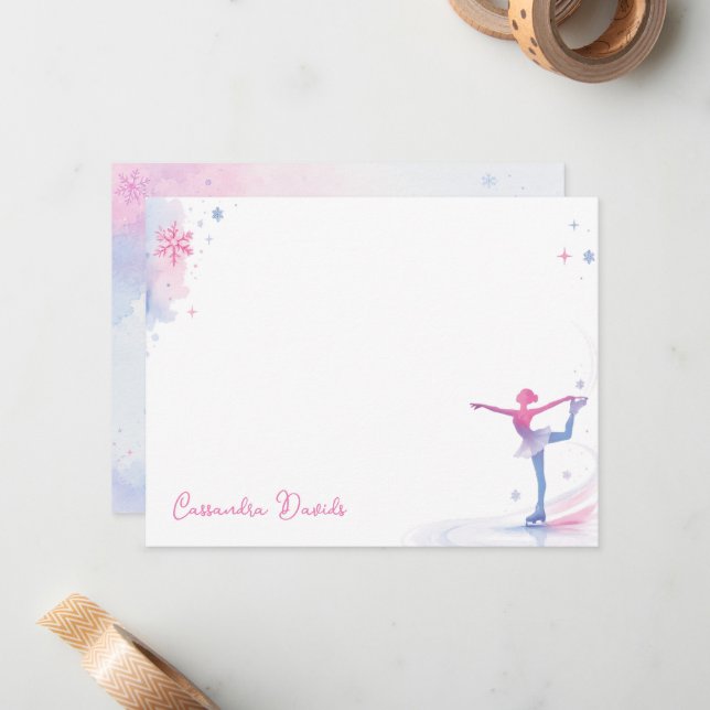 Custom Figure Skating Note Card (Front/Back In Situ)