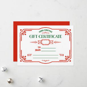 Custom Fill in the Blank Holiday Gift Certificate