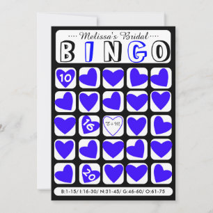 Custom fill it in bridal bingo blue game card