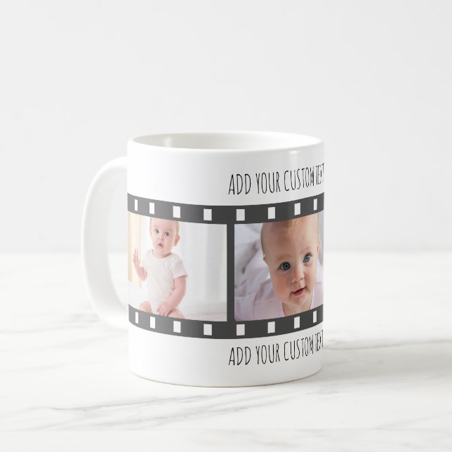 Custom Film Strip Photo Mug with Text (Front Left)