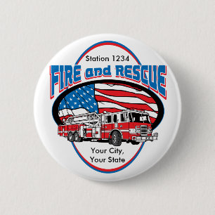 Custom Fire and Rescue 6 Cm Round Badge