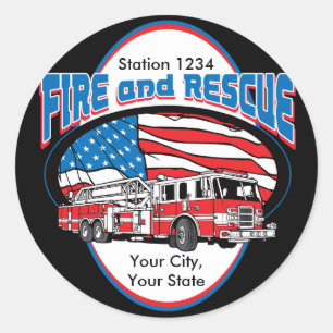 Custom Fire and Rescue Classic Round Sticker