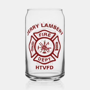 Custom Fire Department Firefighter Badge Can Glass