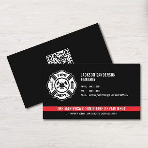 Custom Fire Department Firefighter QR Code Business Card