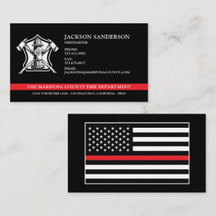 Custom Fire Department Firefighter Red Line Logo Business Card