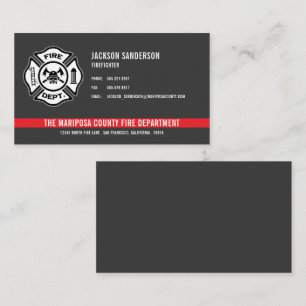 Custom Fire Department Firefighter Red Line Logo Business Card