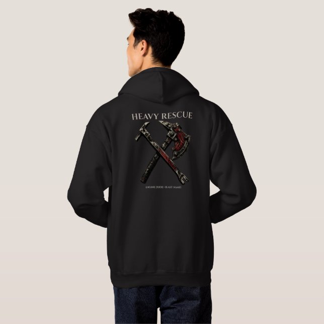 Custom Fire Rescue Engine Co Heavy Armour Axe Hoodie (Back Full)