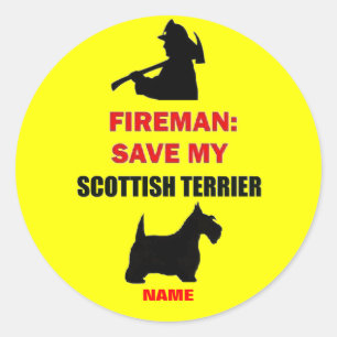 Custom Fire Safety Scottish Terrier Classic Round Sticker