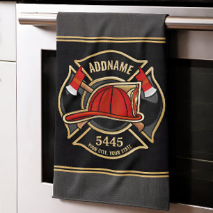 Custom Fire Station Name & Department Badge  Tea Towel