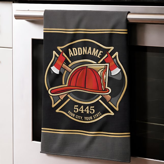 Custom Fire Station Name & Department Badge  Tea Towel (Creator Uploaded)