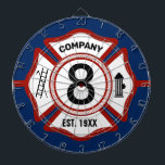 Custom Fire Station Number | Dartboard<br><div class="desc">Spruce up your Firestation and help the fireman inside relax with this custom dartboard featuring your fire station number and the date it was established.</div>