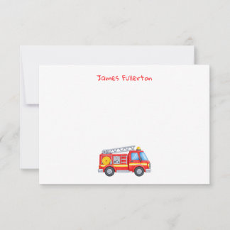 Custom Fire Truck Note Card