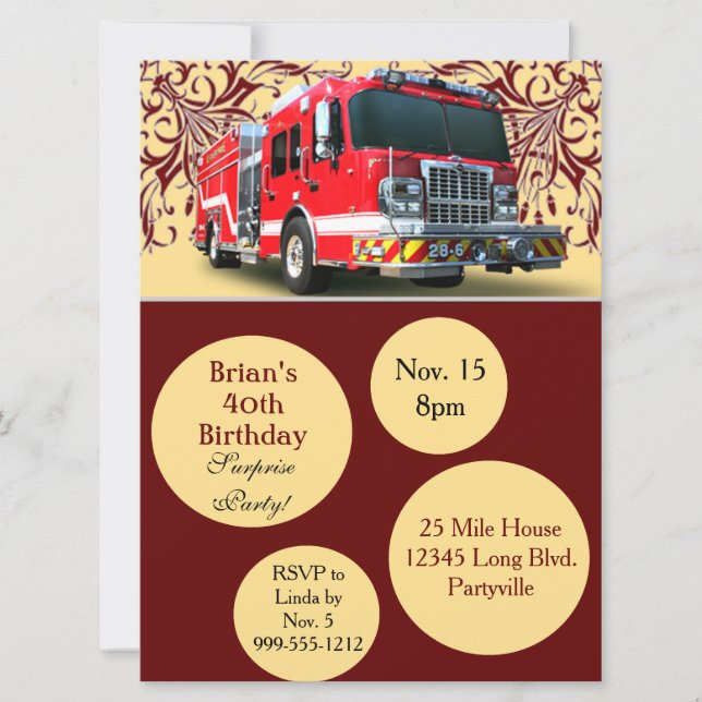 Custom Firefighter Birthday Invitations (Front)