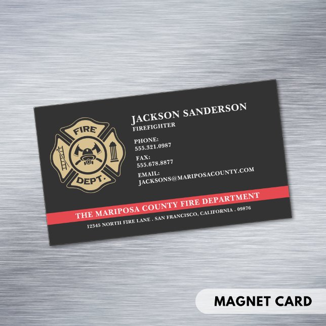 Custom Firefighter Fire Department Fireman Logo Magnetic Business Card (Custom Firefighter Fire Department Fireman Logo Business Card Magnet)