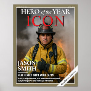 Custom Firefighter Gift Fireman Magazine Cover Poster