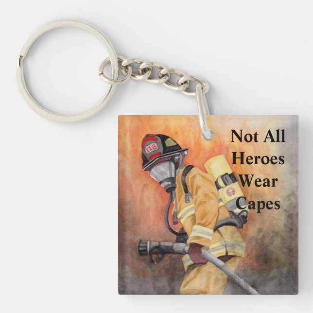 Custom Firefighter Keychain Fireman My Hero (Front)