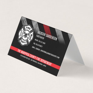 Custom Firefighter Red Line Logo Fire Department Business Card