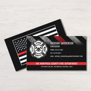Custom Firefighter Red Line Logo Fire Department Business Card