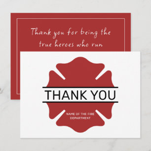 Custom Firefighter Red Logo Symbol  Thank You Card