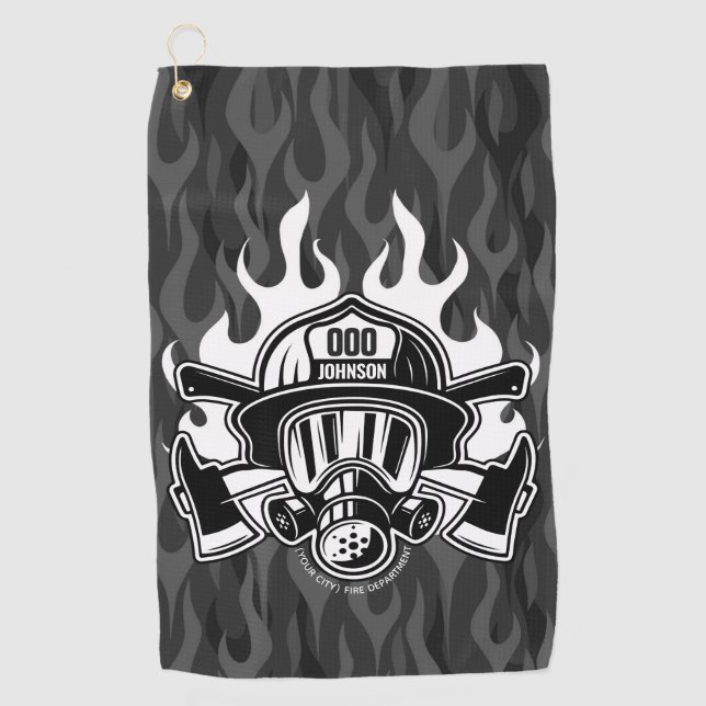 Custom Firefighter Rescue Fire Department Station  Golf Towel (Front)