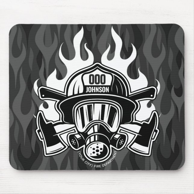 Custom Firefighter Rescue Fire Department Station Mouse Mat (Front)