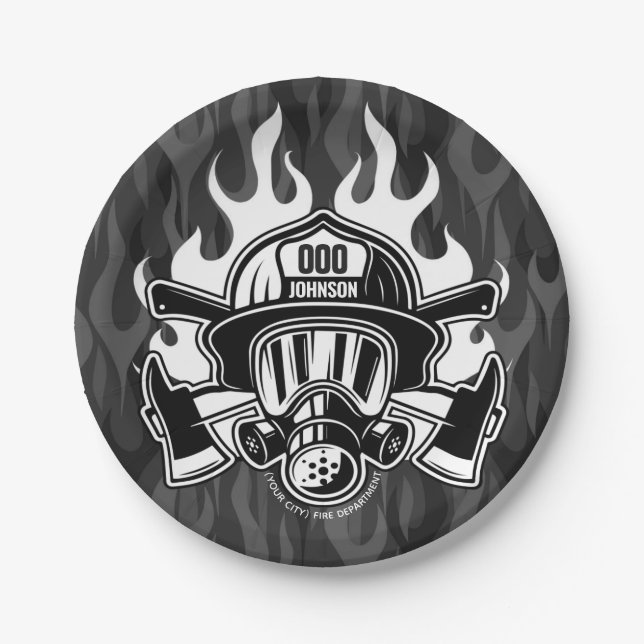 Custom Firefighter Rescue Fire Department Station Paper Plate (Front)