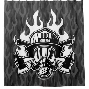 Custom Firefighter Rescue Fire Department Station  Shower Curtain