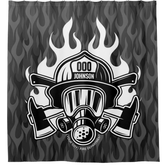 Custom Firefighter Rescue Fire Department Station  Shower Curtain (Front)