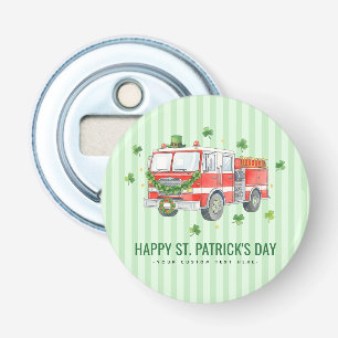 Custom Firefighter St. Patrick's Day Fire Truck Bottle Opener