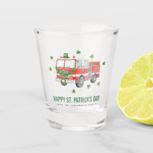 Custom Firefighter St. Patrick's Day Fire Truck Shot Glass