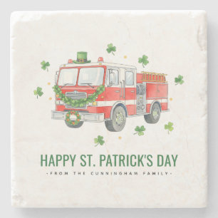 Custom Firefighter St. Patrick's Day Fire Truck Stone Coaster