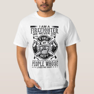 Custom Firefighter Station Number "We Never Die" T T-Shirt