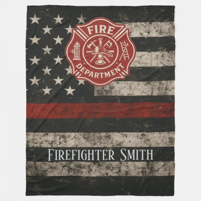 Custom Firefighter Thin Red Line Blanket (Front)