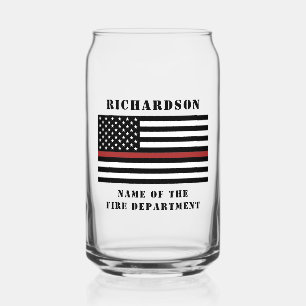 Custom Firefighter Thin Red Line Fire Department  Can Glass