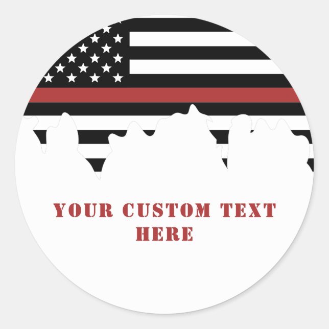 Custom Firefighter Thin Red Line Fire Department Classic Round Sticker (Front)