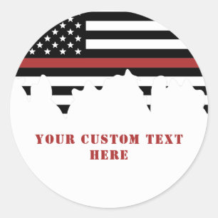 Custom Firefighter Thin Red Line Fire Department Classic Round Sticker