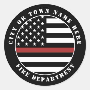 Custom Firefighter Thin Red Line Fire Department Classic Round Sticker