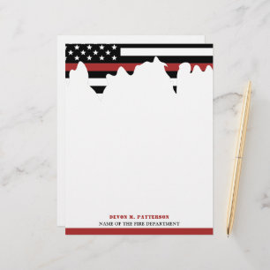 Custom Firefighter Thin Red Line Fire Department Custom Letterhead
