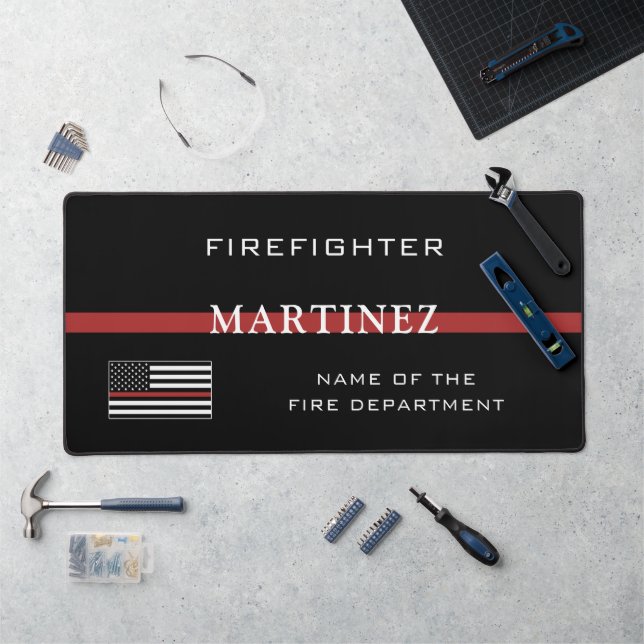 Custom Firefighter Thin Red Line Fire Department Desk Mat (Workstation)