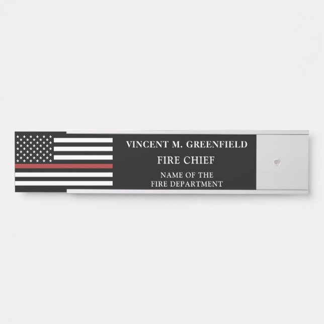 Custom Firefighter Thin Red Line Fire Department Door Sign (Front)