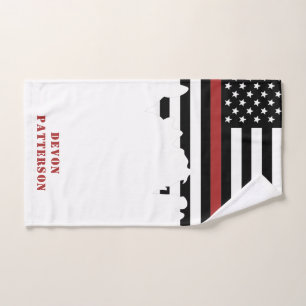 Custom Firefighter Thin Red Line Fire Department  Hand Towel