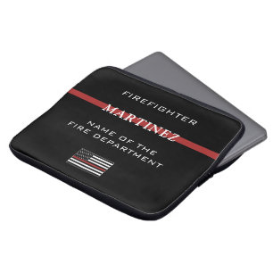 Custom Firefighter Thin Red Line Fire Department Laptop Sleeve