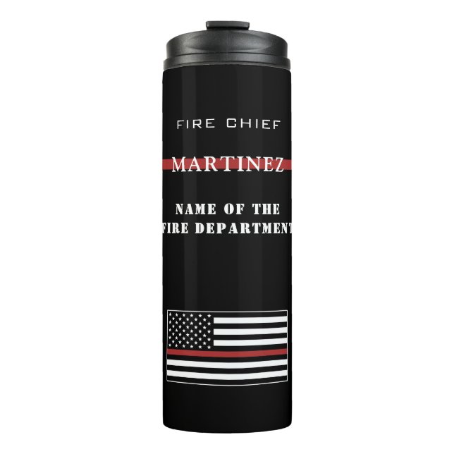 Custom Firefighter Thin Red Line Fire Department Thermal Tumbler (Front)