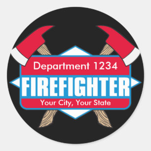 Custom Firefighter with Axes Classic Round Sticker