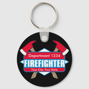 Custom Firefighter with Axes Key Ring
