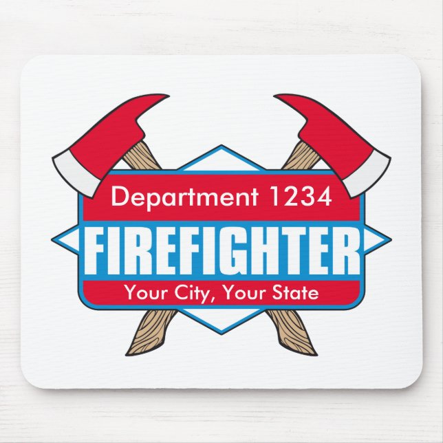 Custom Firefighter with Axes Mouse Mat (Front)